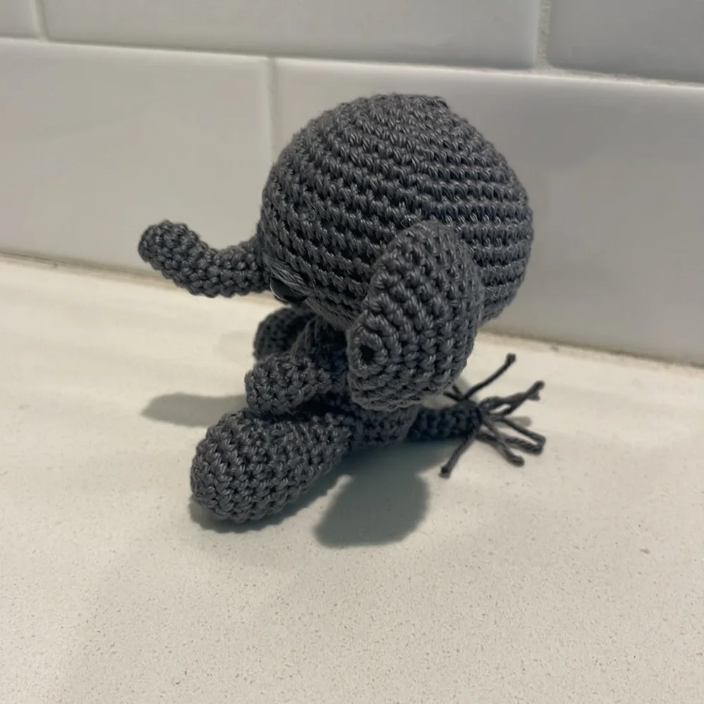 Handcrafted Elephant Figure Toy Crochet Amigurumi Doll Decor - Picture 5 of 11